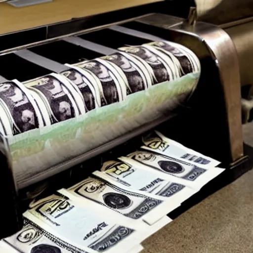 Prompt: money printing machine in government