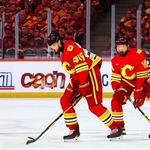 Image similar to the calgary flames with flame throwers