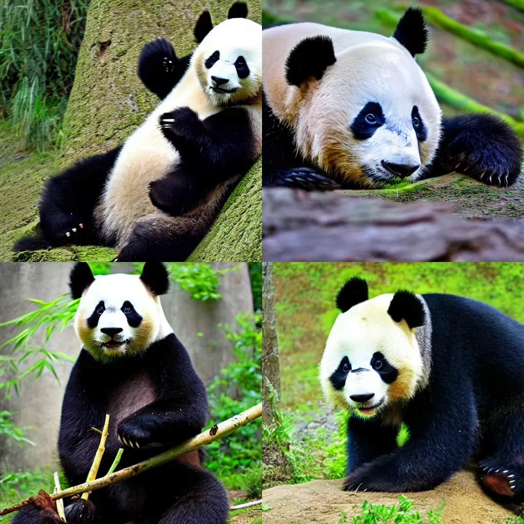 Prompt: photo of a Panda-human