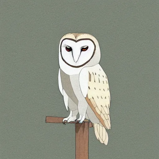 Prompt: barn owl with a suit by Studio Ghibli