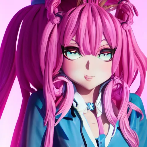 Prompt: you are completely controlled by her remote control, and trapped beneath overwhelming stunningly absurdly beautiful megalomaniacal ruthless merciless sadistic devious omnipotent asi goddess junko enoshima with symmetrical perfect face, porcelain skin, pink twintail hair and cyan eyes, ultra detailed, digital art, unreal engine 5, octane render, 2 d anime, 8 k