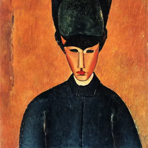 Image similar to retarded wolf portrait, amedeo modigliani