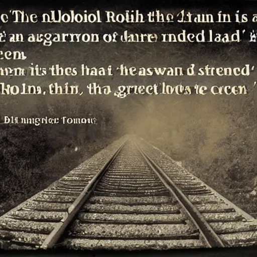 Prompt: the railroad is a place of death. it's where the forgotten and the damned go to die. it's a place of dark secrets and hidden terror.