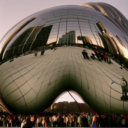 Image similar to award - winning photos of the chicago bean as a lima bean, incredibly detailed, kodak film, 5 0 mm