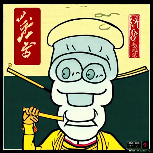 Image similar to squidward as Samurai Ukiyo-e style