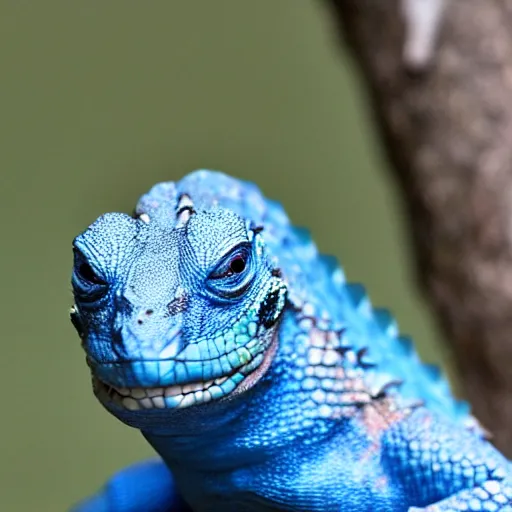 Image similar to a blue lizard warrior who is wearing a silly hat, highly detailed, realistic