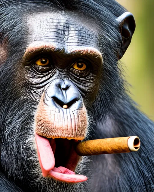 Prompt: gold, blue, photo of a chimpanzee as indiana jones solving a puzzle, big cigarre in mouth, 8 k, 8 5 mm f 1. 8