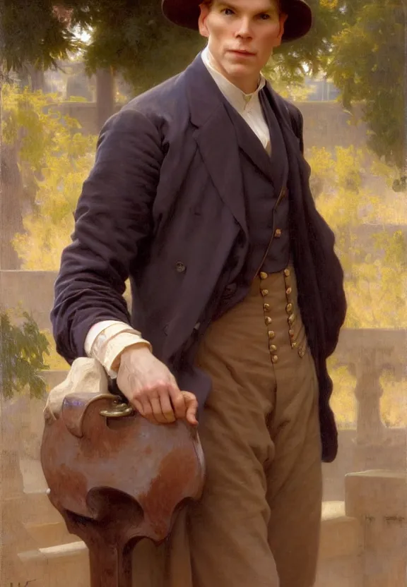 Image similar to attractive handsome fully clothed christopher tietjens confesses his love for attractive fully clothed valentine wannop. parades end. centered composition. highly detailed painting by gaston bussiere and j. c. leyendecker and william adolphe bouguereau and fra angelico and octane render, musee d'orsay 8 k