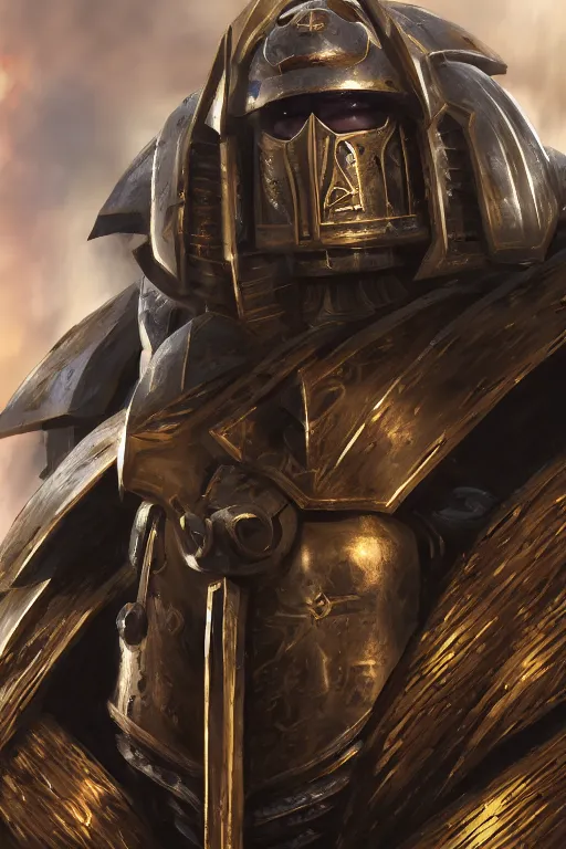 Image similar to armor portrait heros warhammer 4 0 k horus heresy fanart - the primarchs emperor by johannes helgeson animated with vfx concept artist & illustrator global illumination ray tracing hdr fanart arstation zbrush central hardmesh 8 k octane renderer comics stylized