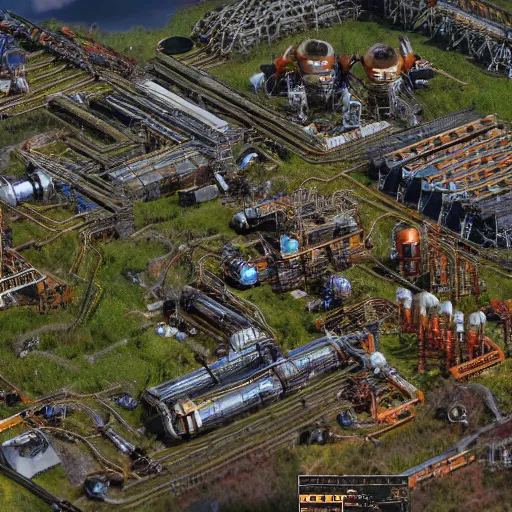 Image similar to realistic factorio, 4K HD city photography, aerial view