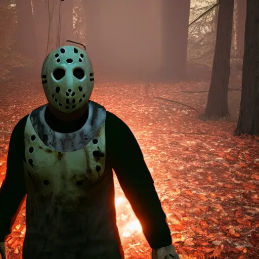 Prompt: Jason Voorhees in the woods unreal engine 5 4K detail