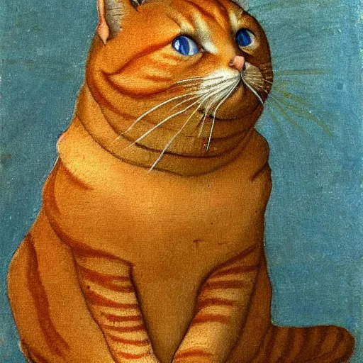 Image similar to fat orange tabby cat by leonardo davinci