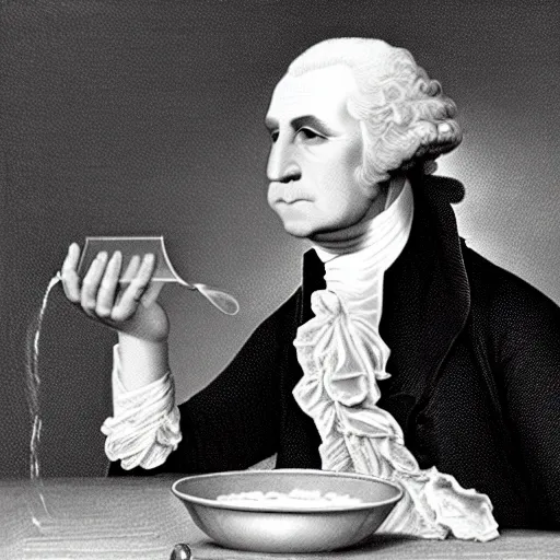 Image similar to george washington drinking milk directly from the carton