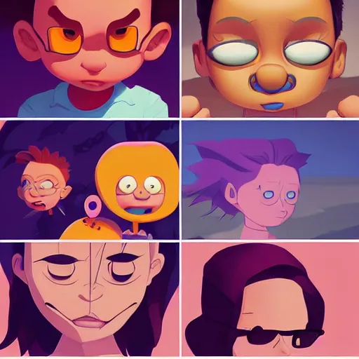 Image similar to face icon stylized minimalist rugrats, loftis, cory behance hd by jesper ejsing, by rhads, makoto shinkai and lois van baarle, ilya kuvshinov, rossdraws global illumination