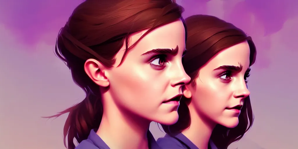 Image similar to portrait of Emma Watson, mattepainting concept Blizzard pixar maya engine on stylized background splash comics global illumination lighting artstation lois van baarle, ilya kuvshinov, rossdraws