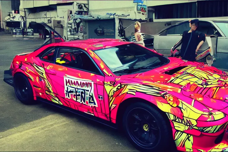 Image similar to anime, john cena, car wrap, side shot, high quality