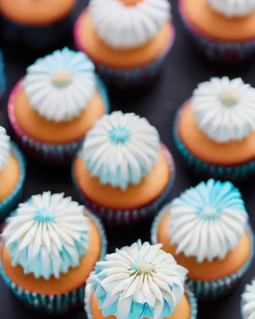 Prompt: high quality presentation photo of cupcakes, photography 4k, f1.8 anamorphic, bokeh, 4k, Canon, Nikon