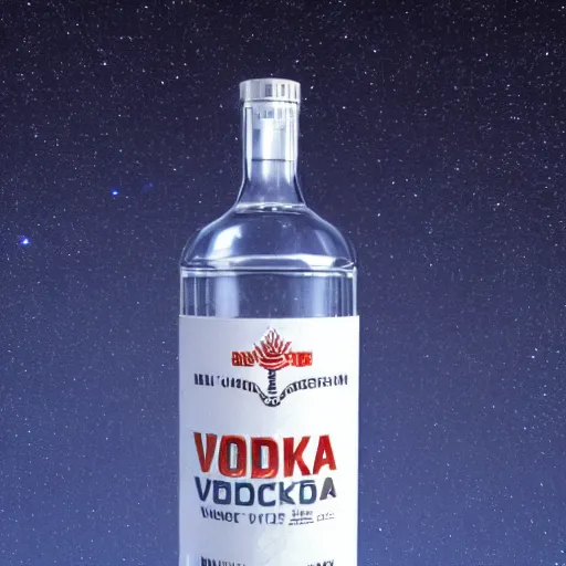 Image similar to A Vodka Bottle flying on the universe, 8K, Ultra Detailed, Very Impressive, smooth and sharp focus