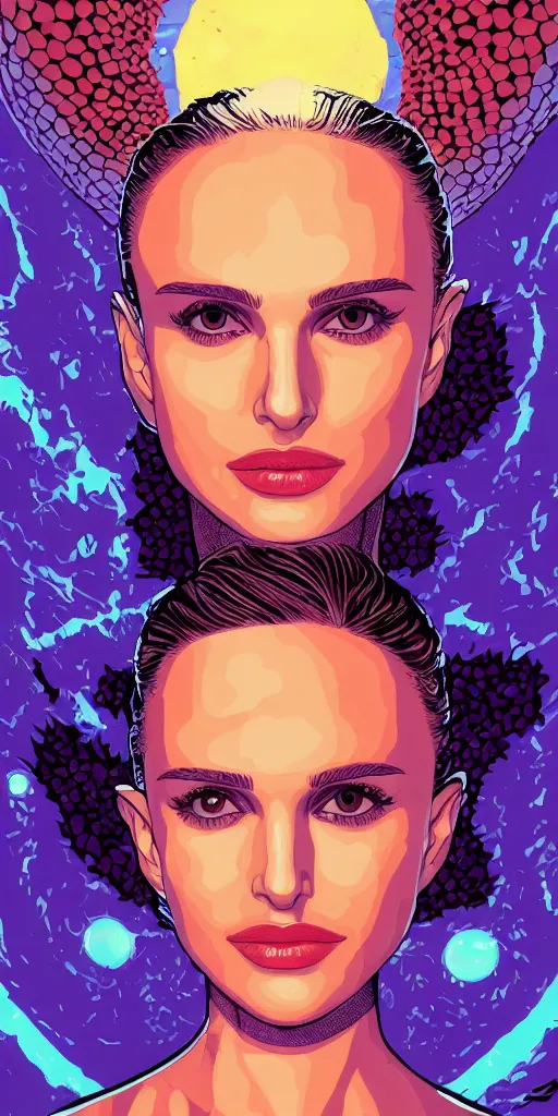 Prompt: a headshot head shot portrait of Natalie Portman as Black Swan on field forrest spaceship station landing laying lake artillery outer worlds shadows in FANTASTIC PLANET La planète sauvage animation by René Laloux