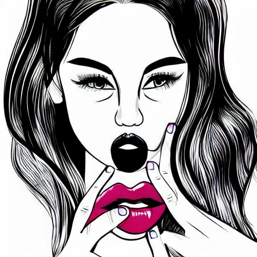 Prompt: kissing lips, in the style of ceyda cengiz, illustration, vector art, clean lines, clip art, on white background, pinterest, artstation, deviantart