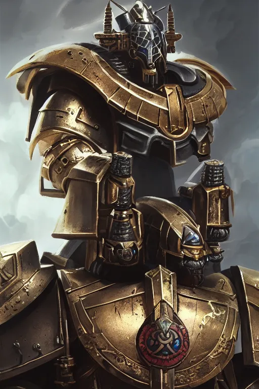 Image similar to armor portrait heros warhammer 4 0 k horus heresy fanart - the primarchs emperor by johannes helgeson animated with vfx concept artist & illustrator global illumination ray tracing hdr fanart arstation zbrush central hardmesh 8 k octane renderer comics stylized