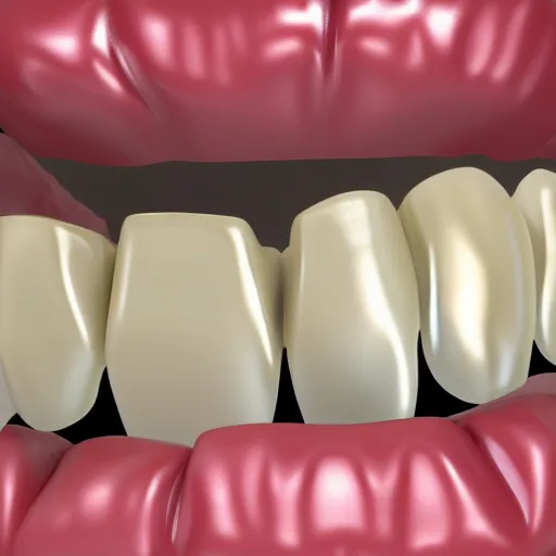 Image similar to poorly rendered 3 d set of teeth