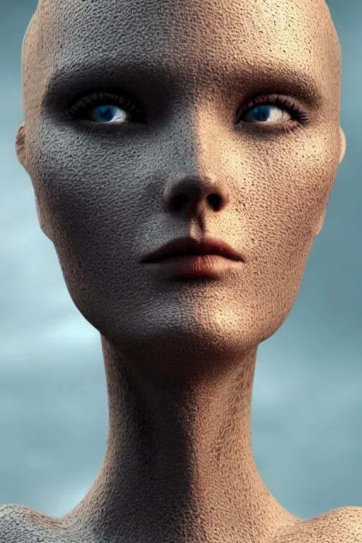 Image similar to robot with human face, female head, woman human face, human face realistic, human head, cyborg frame concept, cyborg by ales-kotnik, sci-fi android female