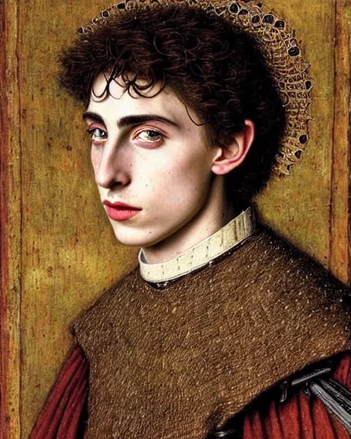 Prompt: timothee chalamet medieval portrait, armored priest, delicate detailed medieval portrait in the style of eugene de blaas, perfect face