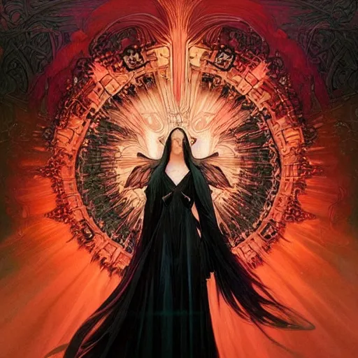 Prompt: A portrait of A beautiful!!!! angel in black flames by Ross Tran!! and alphonse mucha and greg rutkowski and Zdzisław Beksiński!!,In style of digital art illustration.Symmetry.Beautiful features.Fantasy,darksouls,elden ring,smooth,hyper detailed,sharp focus,Soft light.trending on artstation.4k