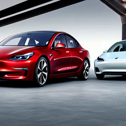 Prompt: A BMW and Tesla Model 3 mixture.