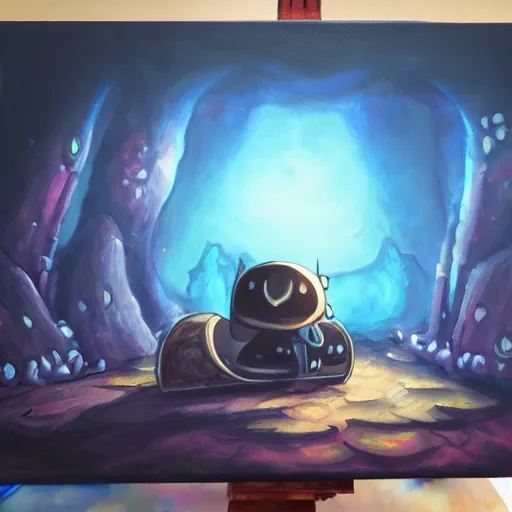 Prompt: oil painting of a pipe organ pirate spaceship in hollow knight style