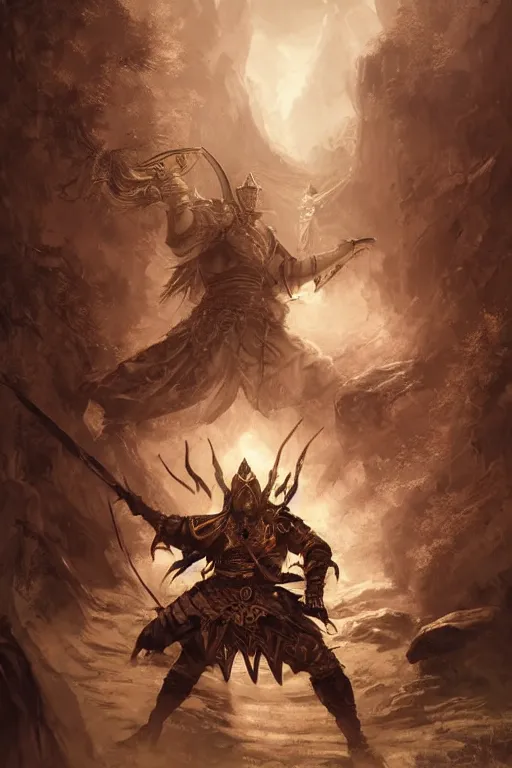 Image similar to Huge tribal oriental warrior in armor and reclined position, portrait, woodlands, magic the gathering artwork, D&D, fantasy, cinematic lighting, centered, symmetrical, highly detailed, digital painting, artstation, concept art, smooth, sharp focus, illustration, volumetric lighting, epic Composition, 8k, art by Akihiko Yoshida and Greg Rutkowski and Craig Mullins, oil painting, cgsociety