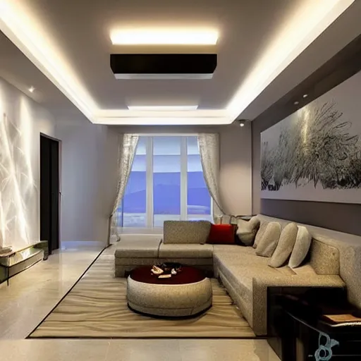 Image similar to contemporary room design, modernism, photorealistic!!!!!!! art style, luminous lighting