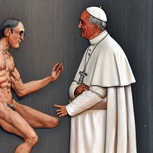 Image similar to the pope with the body of adonis