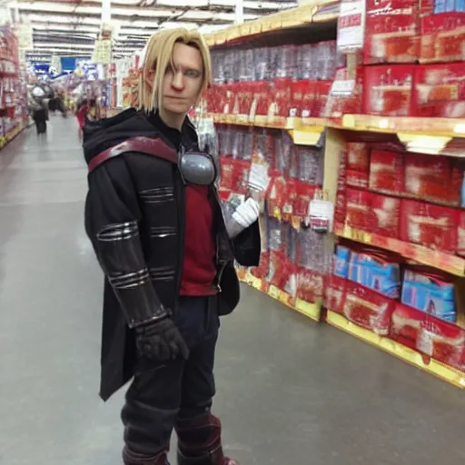 Prompt: edward elric at costco