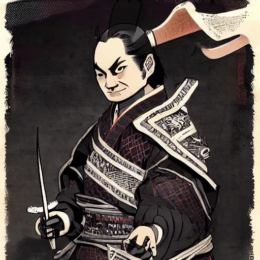 Prompt: Charles Babbage as a Samurai, concept art by Tomoyuki Yamasaki, trending on cgsociety