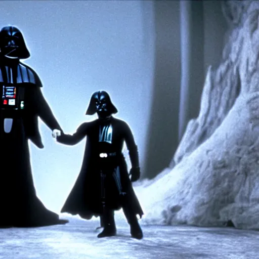 Image similar to a still of darth vader and luke in nightmare before christmas