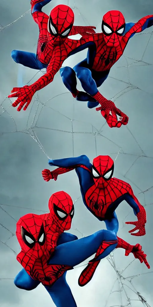 Image similar to two spidermans fighting, and sometimes they make weird noises. but they're not hurting each other.