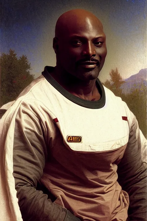 Prompt: portrait of lexington steele in astronaut shirt, by bouguereau