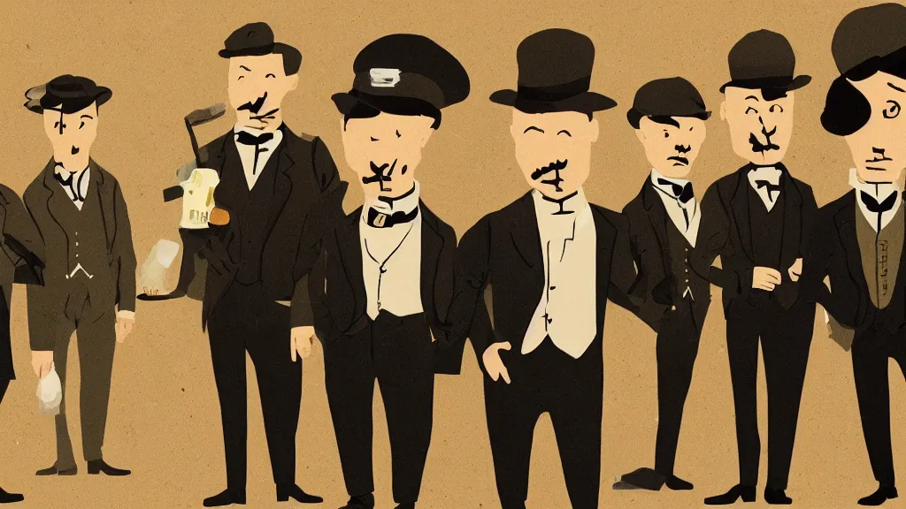 Image similar to the peaky blinders made of peanuts