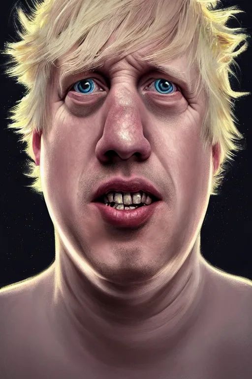 Image similar to boris johnson as patrick the star from sponge bob, realistic portrait, symmetrical, highly detailed, digital painting, artstation, concept art, smooth, sharp focus, illustration, cinematic lighting, art by artgerm and greg rutkowski and alphonse mucha