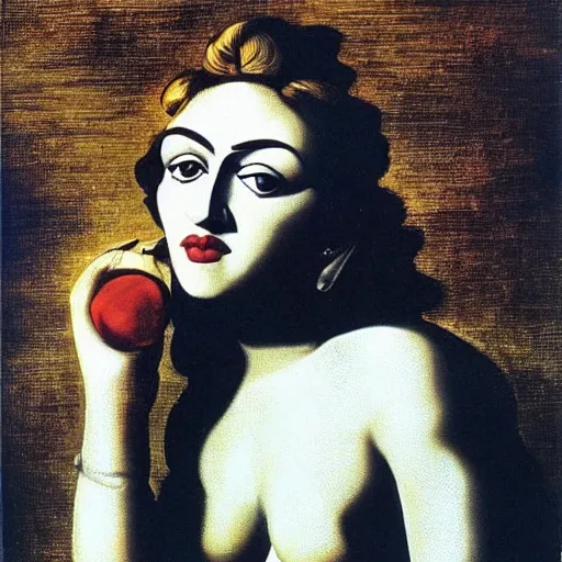 Prompt: a portrait of madonna, art by salvador dali