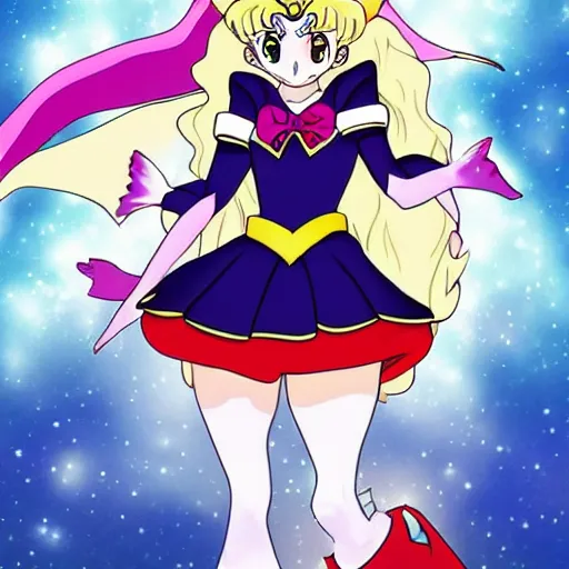 Image similar to a fusion between sailor moon and jeanne dark