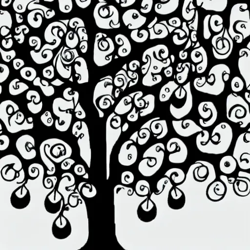 Prompt: tim burton apple tree