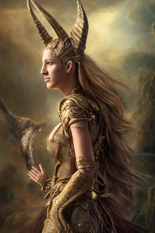 Image similar to A fantasy book style portrait painting of a hybrid, Blake Lively, Anya_Taylor-Joy, Cory Chase, as a Mystical Valkyrie, Anubis-Reptilian, Atlantean Warrior, François Boucher, Oil Painting, Crisp clear resolution, unreal 5, DAZ, hyperrealistic, octane render, Regal, Refined, Detailed Digital Art, RPG portrait, William-Adolphe Bouguereau, Michael Cheval, Walt Disney (1937), Steampunk, hyperdetailed, artstation, cgsociety, Volumetric Golden dappled dynamic lighting, Highly Detailed, Cinematic Lighting, Unreal Engine, 8k, HD