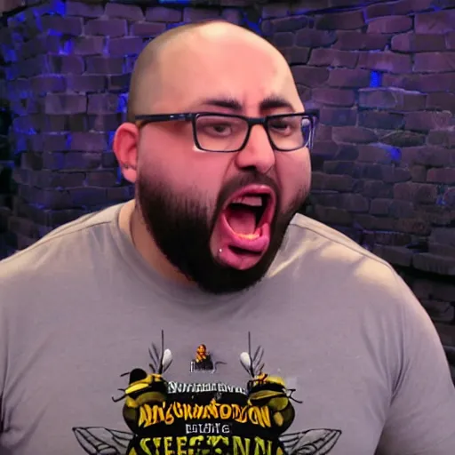 Image similar to HD photo of an angry WingsofRedemption screaming at bees