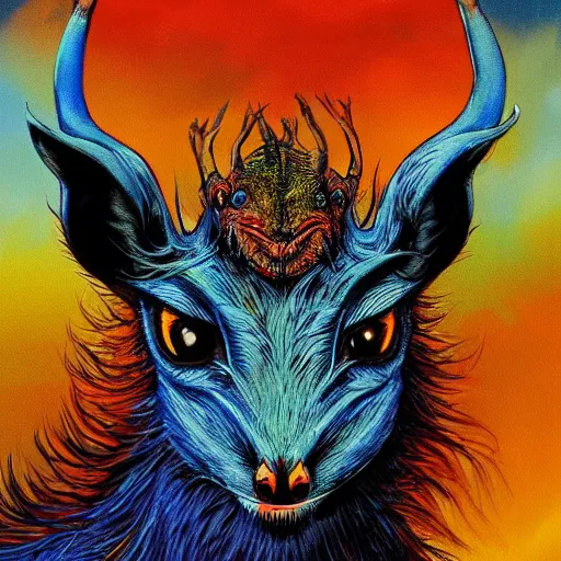 Image similar to a dik dik monster colorful, digital art, fantasy, magic, trending on artstation, ultra detailed, professional illustration by Basil Gogos