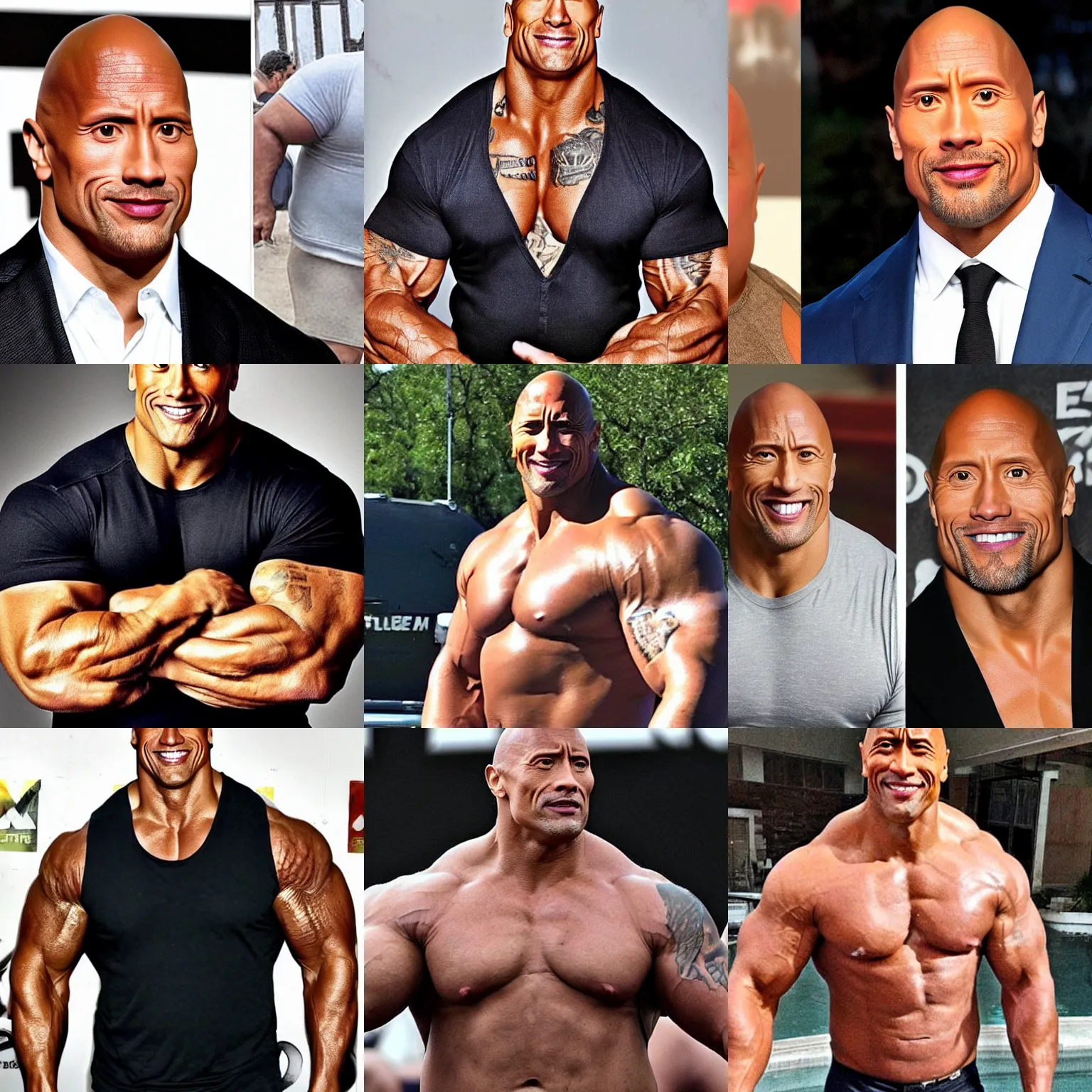 Prompt: Dwayne Johnson after he abandoned his fitness regimen and became obese