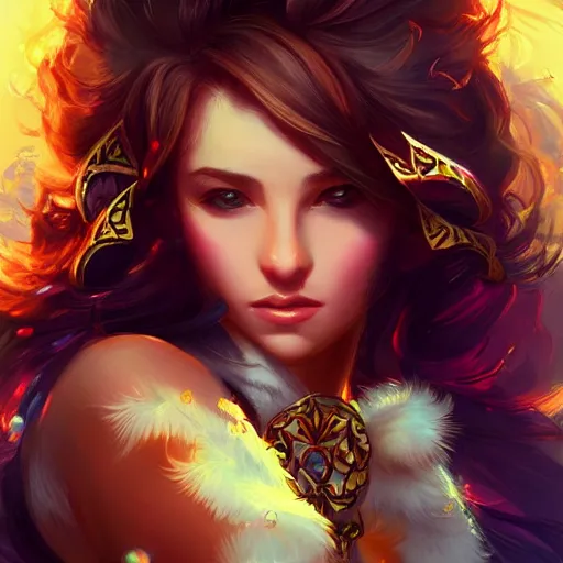 Prompt: a beautiful fantasy girl, brown hair, lots of jewelry, epic lighting, vibrant colors and hard shadows and strong rim light, very coherent, digital art, trending on artstation, finely detailed features, ross tran, sam yang