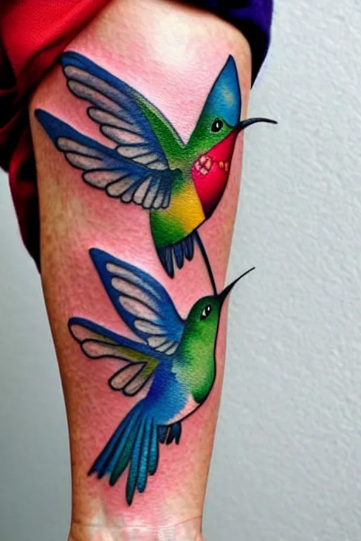 Image similar to watercolor style tattoo of a hummingbird